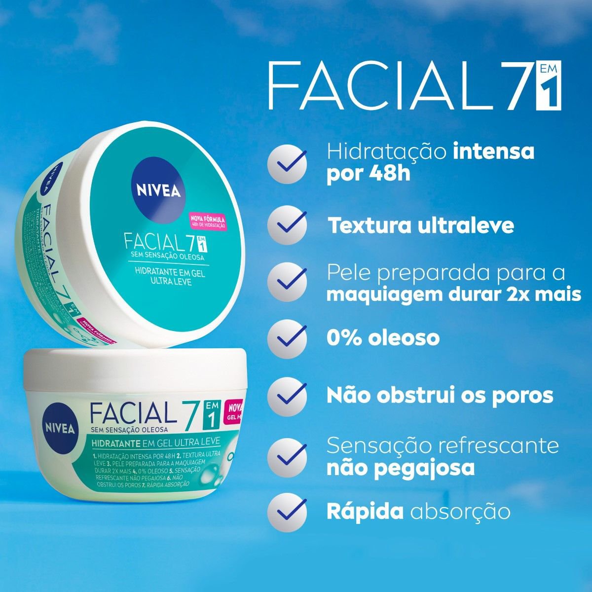NIVEA Hidratante Facial em Gel Ultraleve 7 em 1 - 100g - Imagem 5