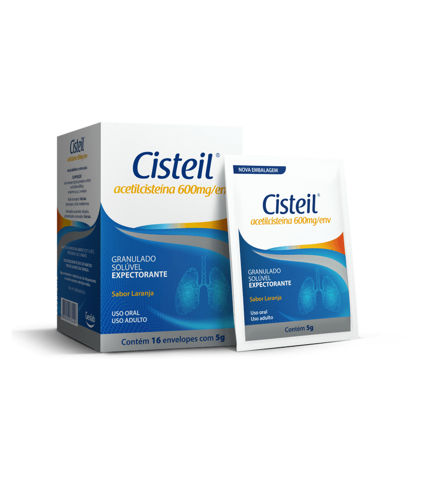 Cisteil Acetilcisteína 600mg 16 Sachês Laranja - Geolab