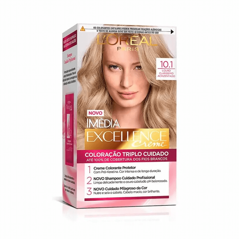 Tinta de Cabelo Imedia Excellence 10.1 Louro Clarissimo Acinzentado