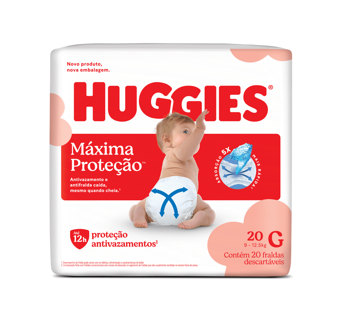 Huggies Fralda Supreme Care G 20un Canais em X Xtra-Flex Antivazamento 12h