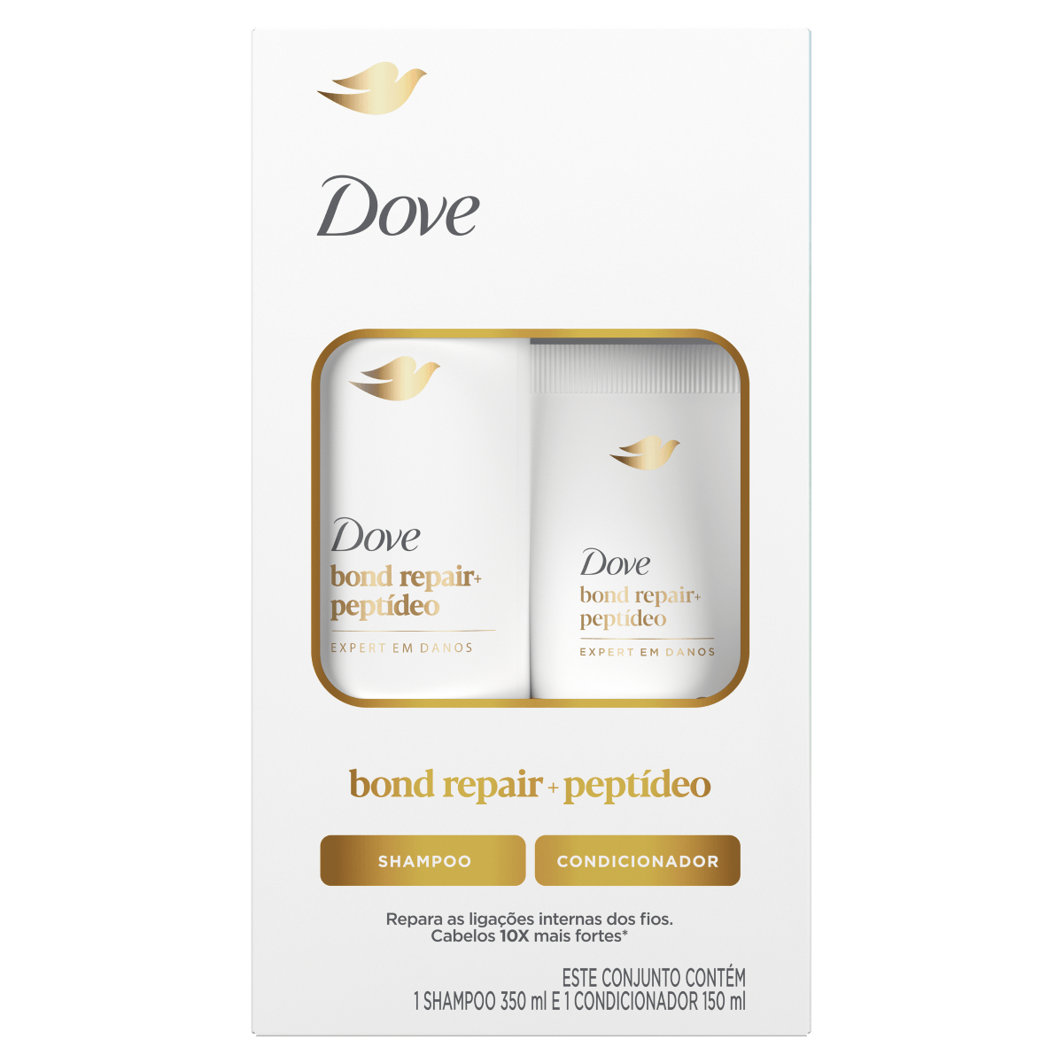 Kit Shampoo 350ml + Condicionador 150ml Dove Bond Repair + Peptídeo