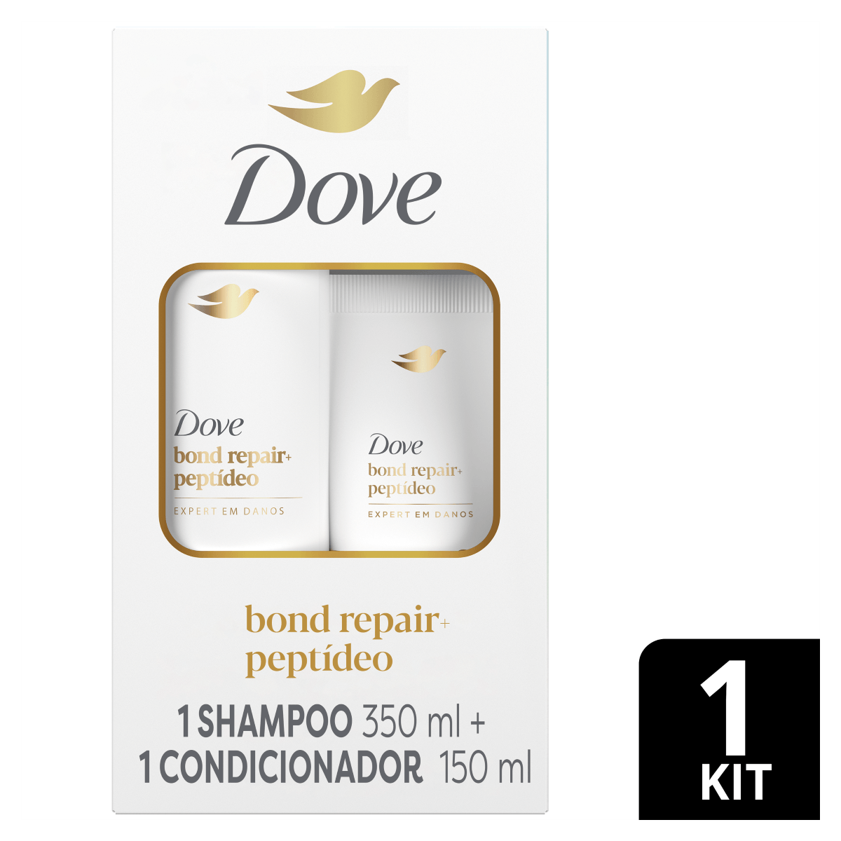 Kit Shampoo 350ml + Condicionador 150ml Dove Bond Repair + Peptídeo - Imagem 2