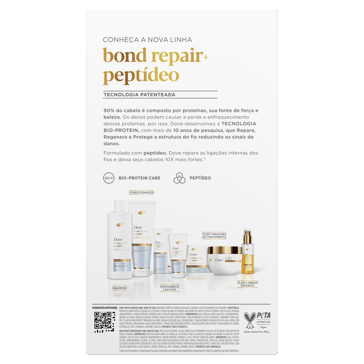 Kit Shampoo 350ml + Condicionador 150ml Dove Bond Repair + Peptídeo - Imagem 3