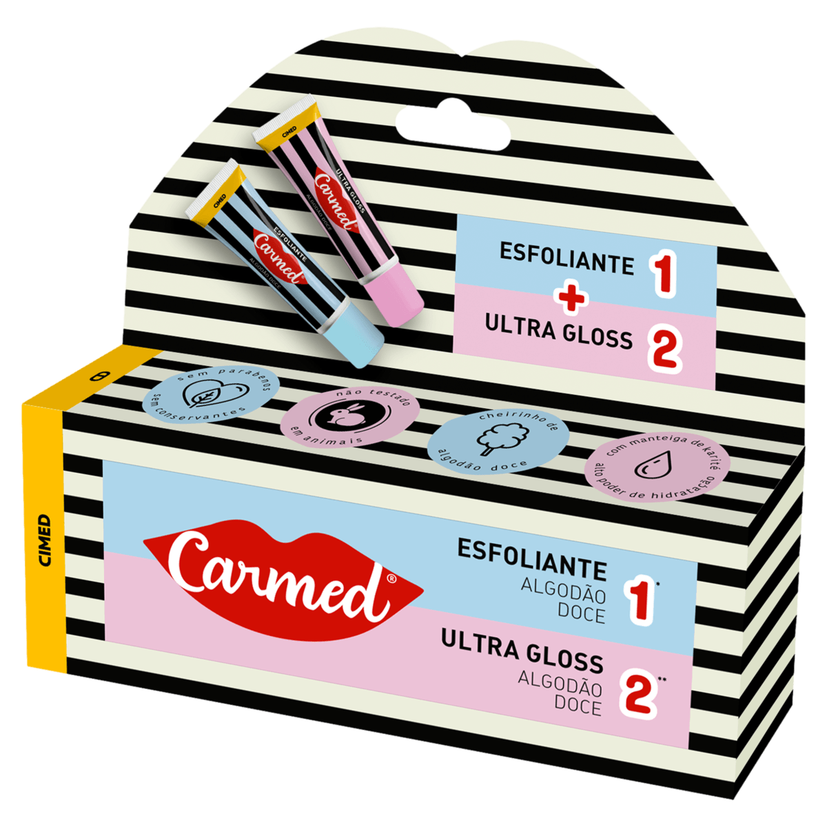 Kit Carmed SOS Hidratante Labial Algodão Doce Esfoliante 10g + Ultra Gloss 10g - Imagem 2
