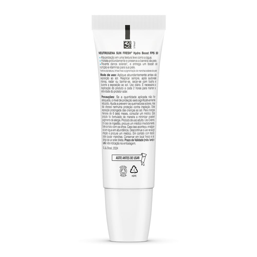 Protetor Solar Facial Neutrogena Sun Fresh Hydro Boost FPS 50 Sem Cor 40ml - Imagem 3