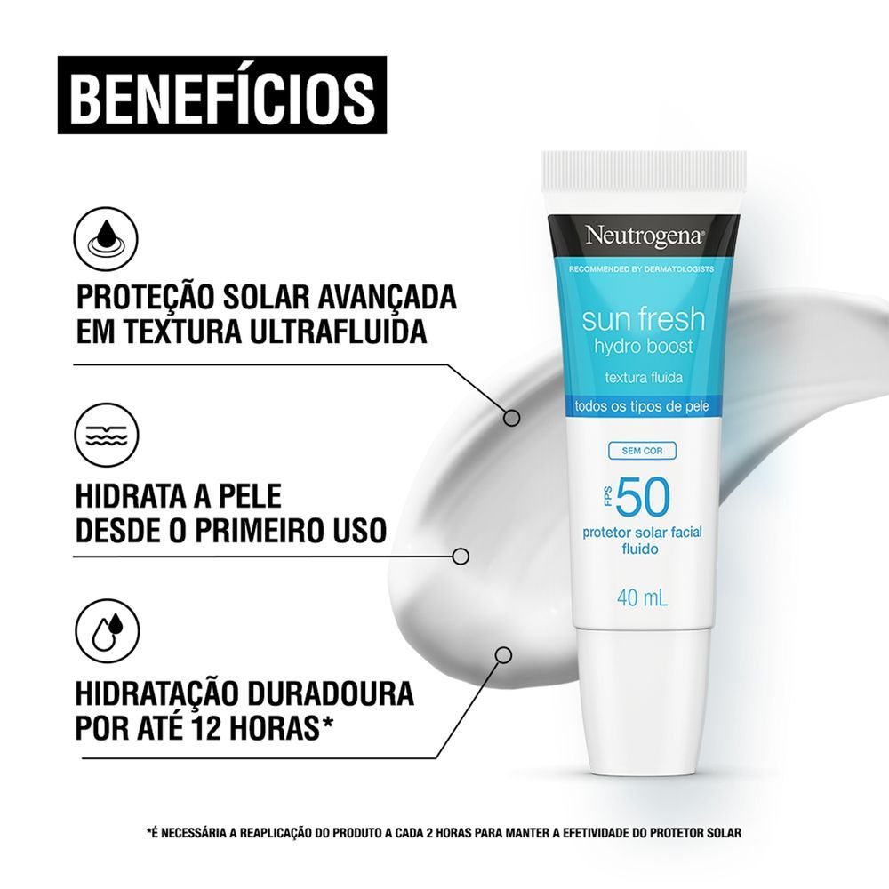Protetor Solar Facial Neutrogena Sun Fresh Hydro Boost FPS 50 Sem Cor 40ml - Imagem 8