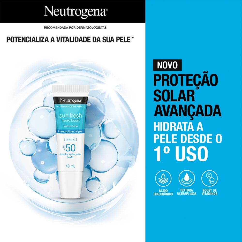 Protetor Solar Facial Neutrogena Sun Fresh Hydro Boost FPS 50 Sem Cor 40ml - Imagem 10