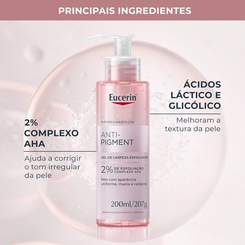 EUCERIN Gel de Limpeza Facial e Corporal 200ml, Anti-Pigment, Esfoliação Suave, Esfoliante, Pele Uniforme - Imagem 5