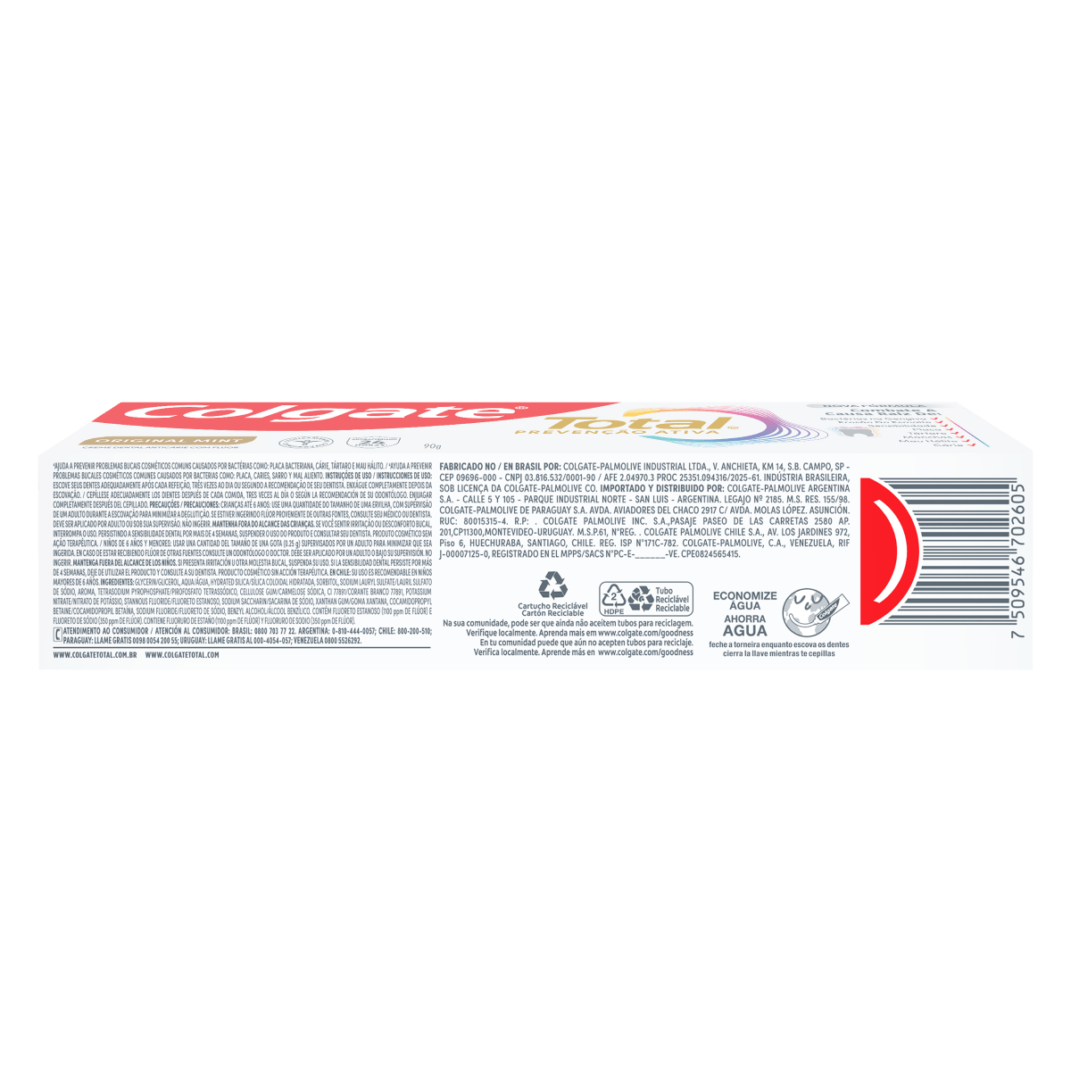 Creme Dental Original Mint Colgate Total Prevenção Ativa - 90g - Imagem 5