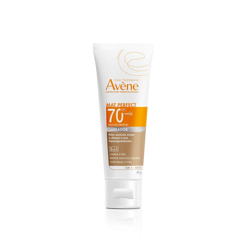 Protetor Solar Facial Avène Mat Perfect Fluido Clareador Média FPS70 com 40g