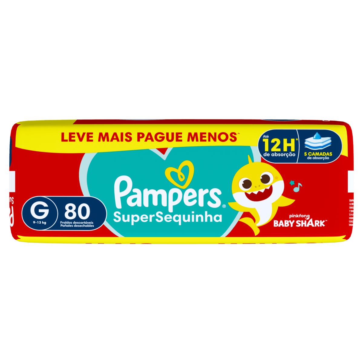 Pampers Fralda Descartável Supersec G 9-13kg 80un Alta Absorção Anti-vazamento - Imagem 2