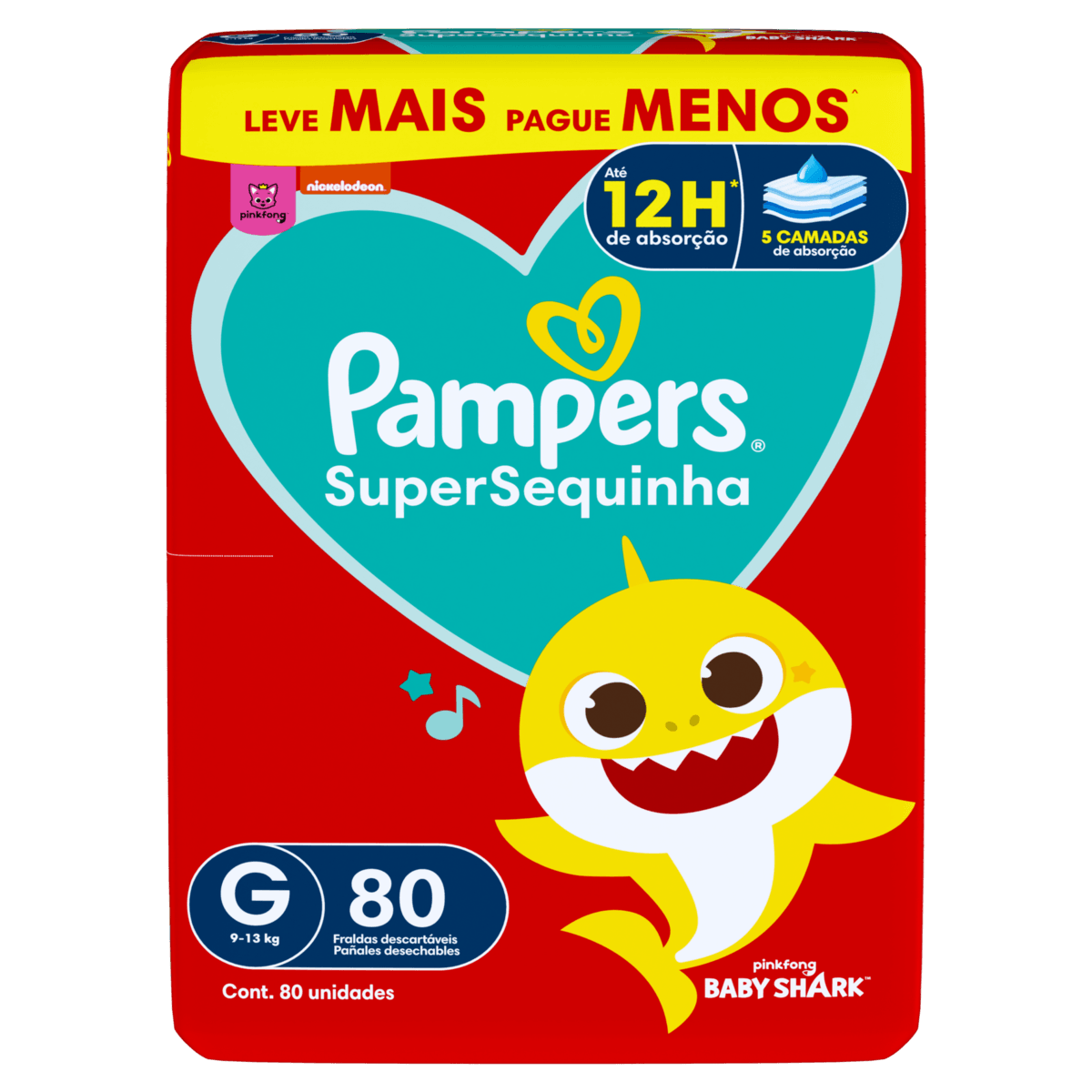 Pampers Fralda Descartável Supersec G 9-13kg 80un Alta Absorção Anti-vazamento - Imagem 6