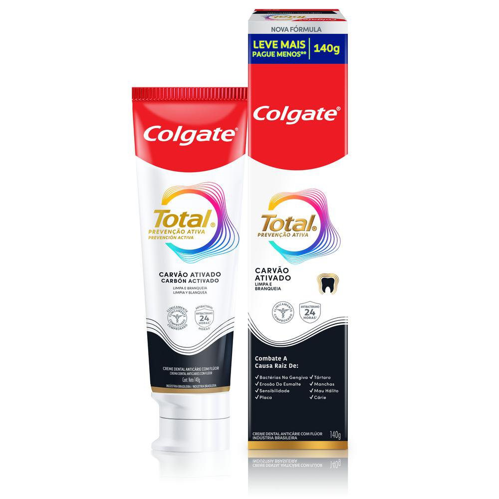Creme Dental Colgate Total Carvão Ativado - 140g