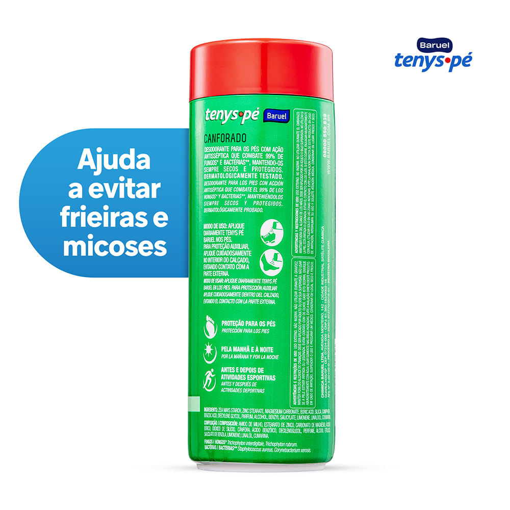 Desodorante para os Pés Tenys Pé Baruel Canforado Talco - 100g - Imagem 2