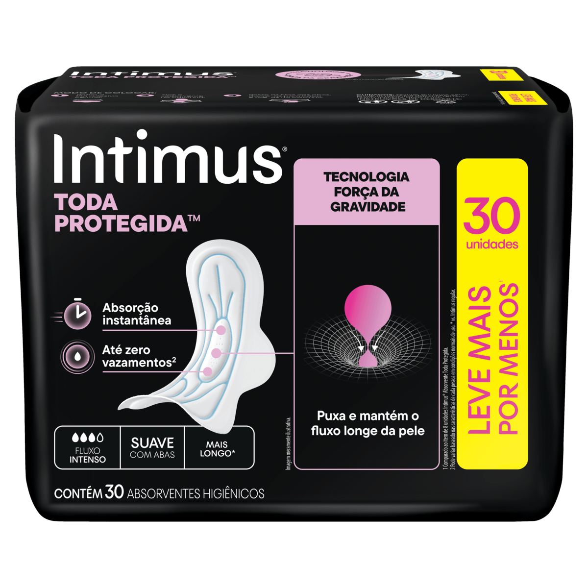 Absorvente Intimus® Noturno Suave C/ Abas - 30 un - Imagem 2