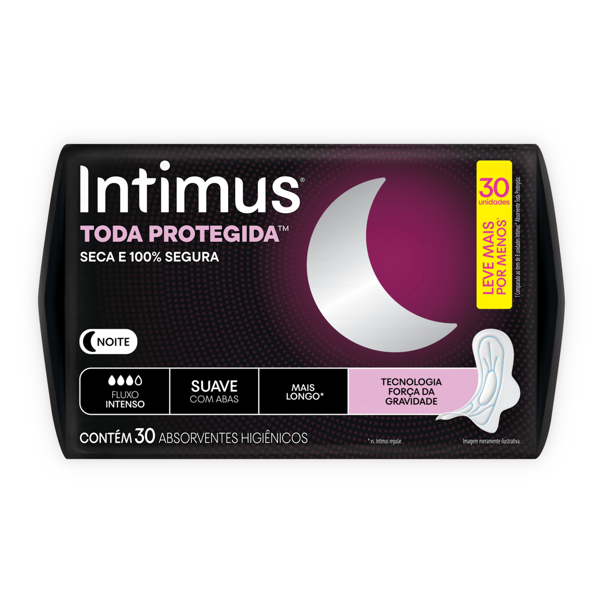 Absorvente Intimus® Noturno Suave C/ Abas - 30 un - Imagem 5