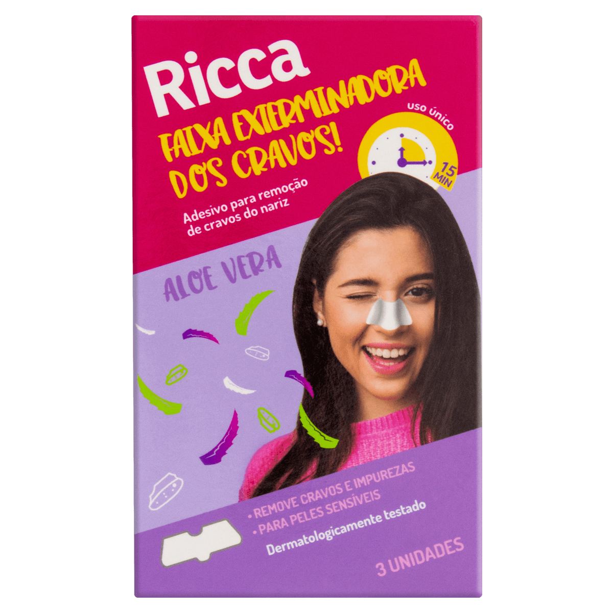 Adesivo para Remoção de Cravos Nariz 3 Unidades Ricca