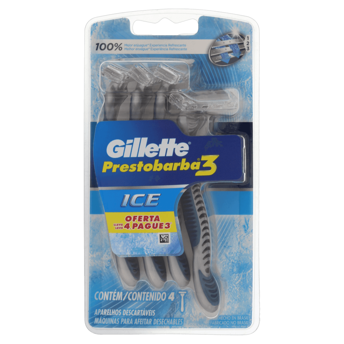 Aparelho Barbear Prestobarba 3 Ice 4Un - Gillette Prestob3