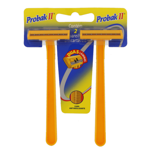 Aparelho de Barbear Descartável Probak II 2 Unidades 2 Lâminas Cromo e Platina Gillette Aparelho Barbear Probak Ii Com 02Un - Gillette Prestob Probak