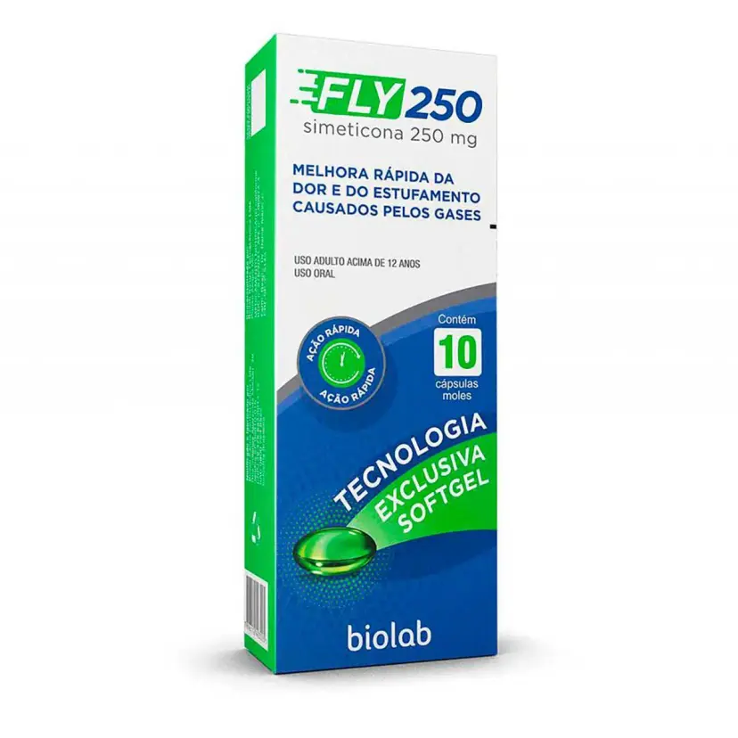 Fly Simeticona 250mg Biolab - 10 Cápsulas Moles