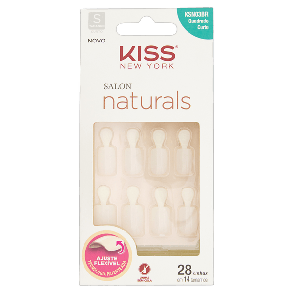 Unhas Postiças Salon Naturals Quadrada Curta Natural 28 Unidades Kiss NY Unha Post Kiss Ny Salon Natural Curto Quad - New York Style