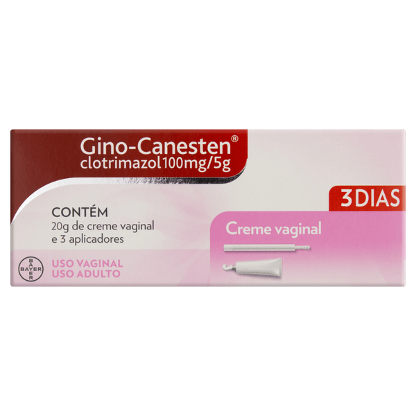 Gino-Canesten 100mg/5g Bayer Caixa 20g + 3 Aplicadores Creme Vaginal Gino-Canesten 100mg/5g Bayer Caixa 20g + 3 Aplicadores