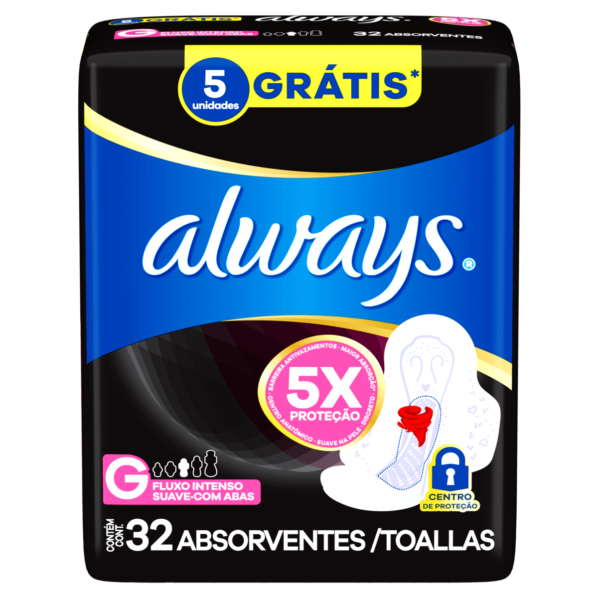 Absorvente Always Noturno Suave com Abas G - 32 Unidades
