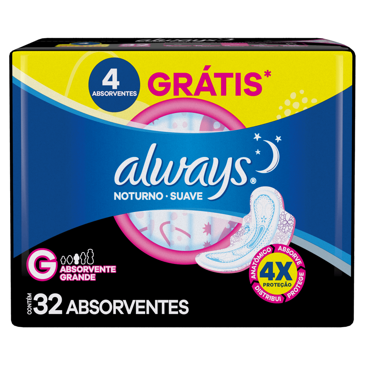Absorvente Always Noturno Suave com Abas G - 32 Unidades - Imagem 3