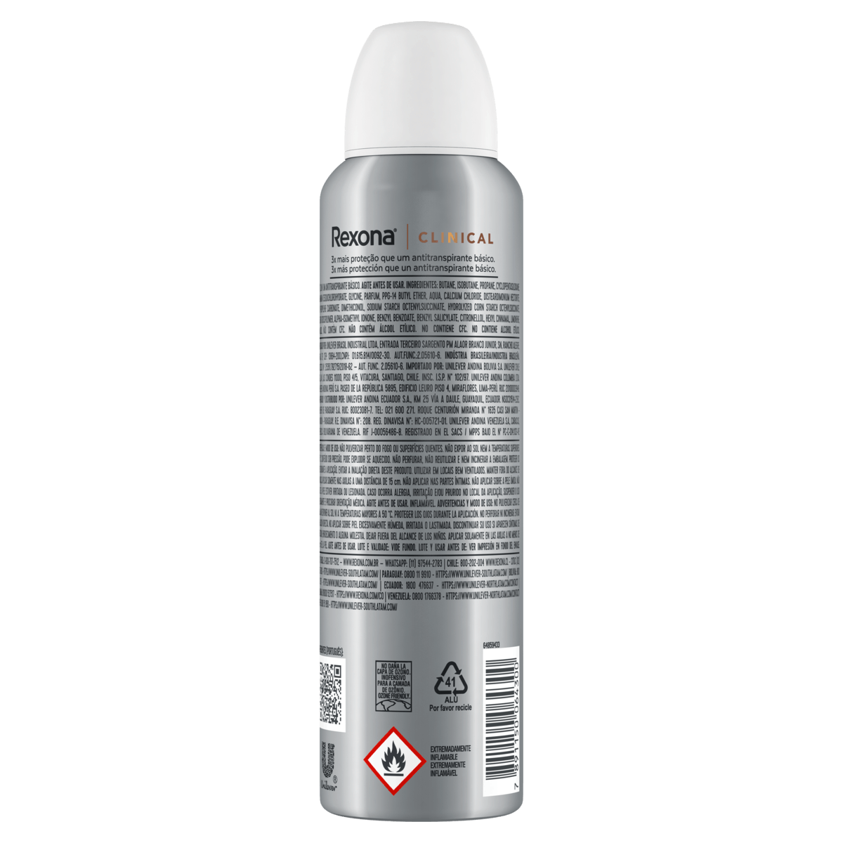 Desodorante Antitranspirante Aerosol Rexona Clinical Extra Dry - 150ml - Imagem 4