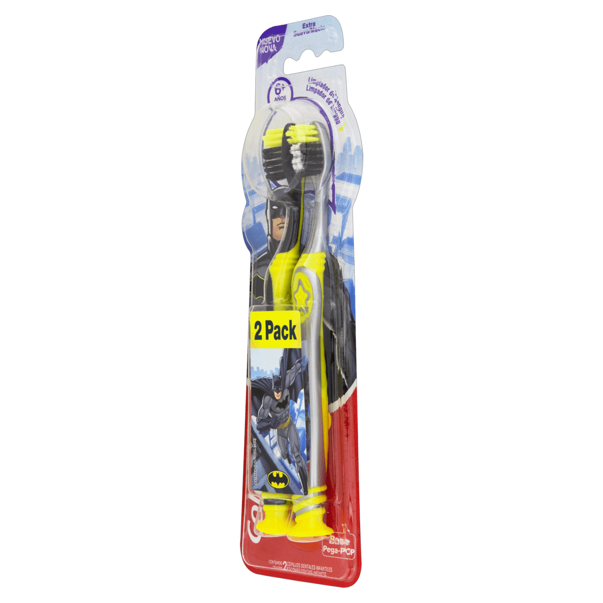 Escova Dental Infantil Colgate Smiles 6+ 2un Batman Mulher-Maravilha - Cerdas Extra Suaves