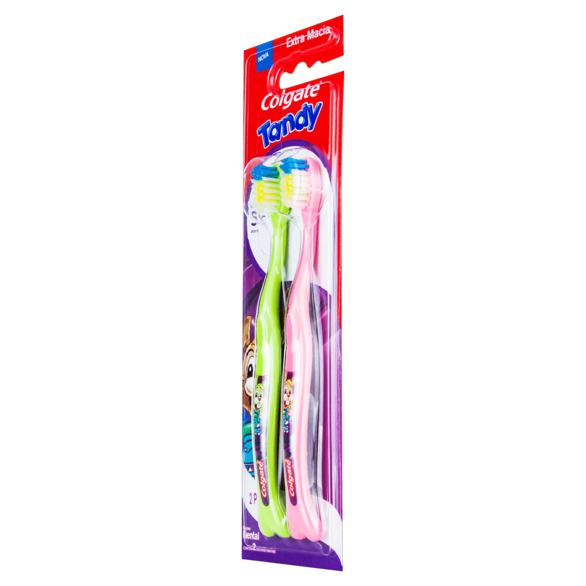 Escova dental infantil Extra Macia 2un Tandy - cerdas multinível, ideal para 5+