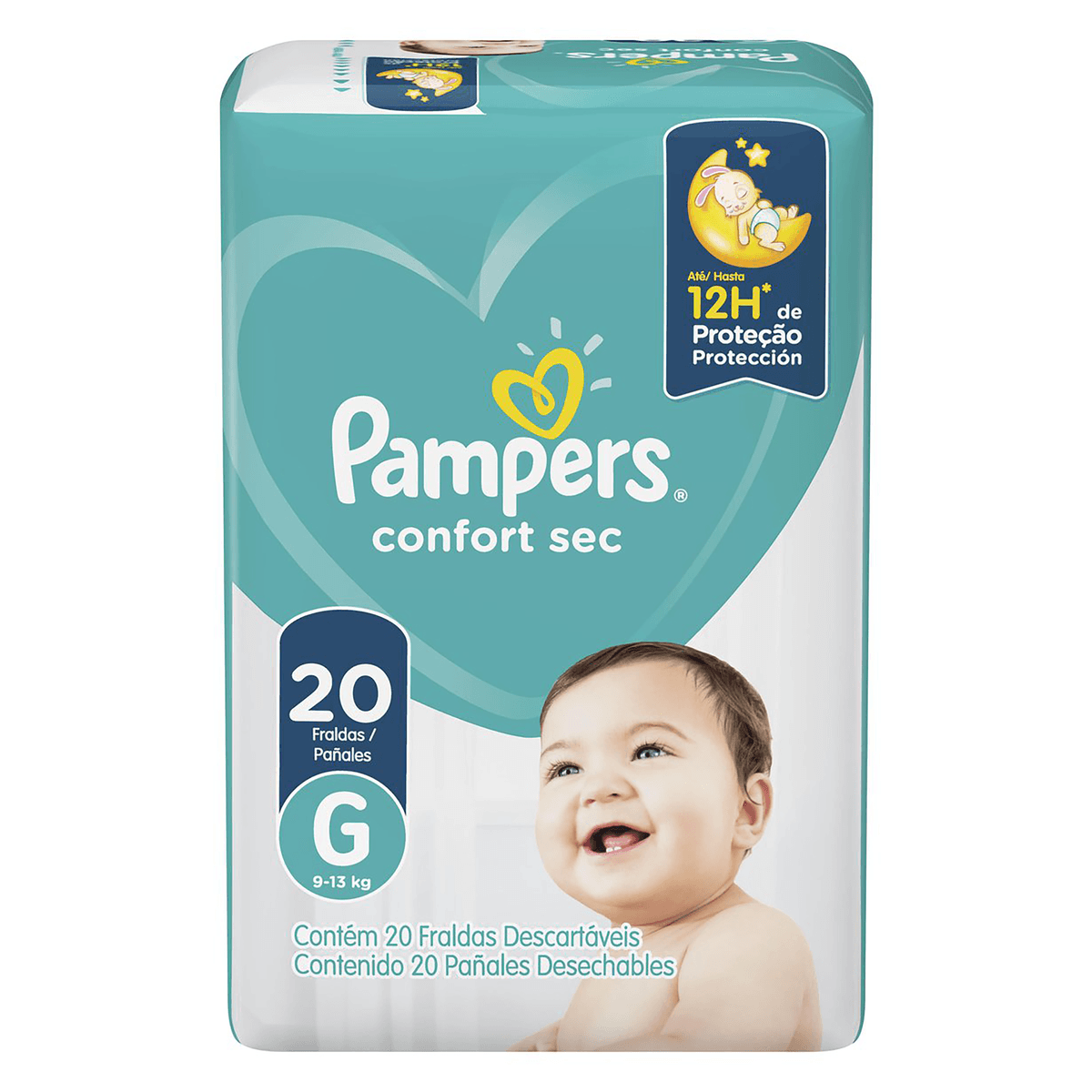Pampers Fralda Confort Sec G 20 Unidades – Superabsorvente 12h, Antivazamento
