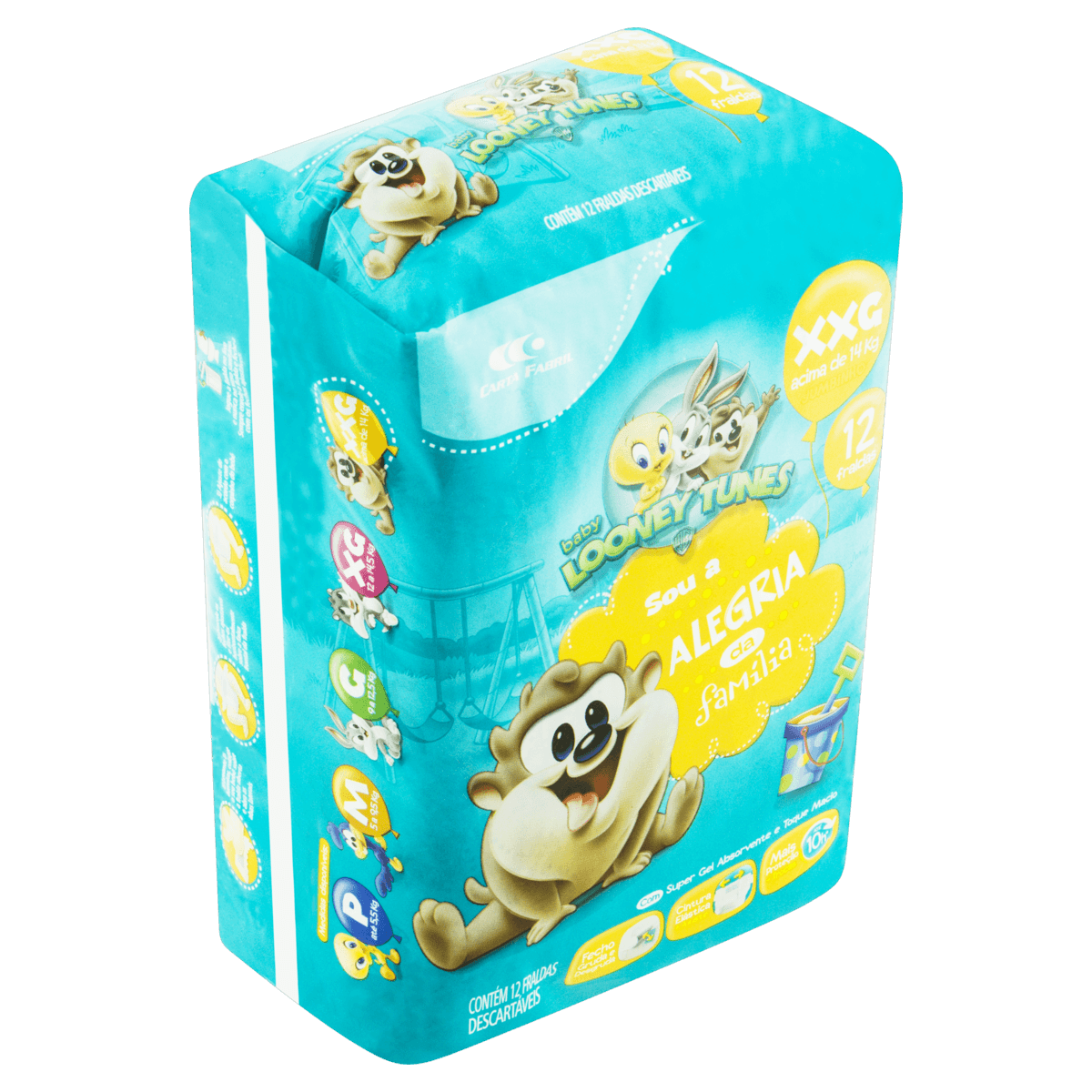 FRALDA LOOPING LOONEY TUNES JUMBO XXG C/12 - Imagem 2