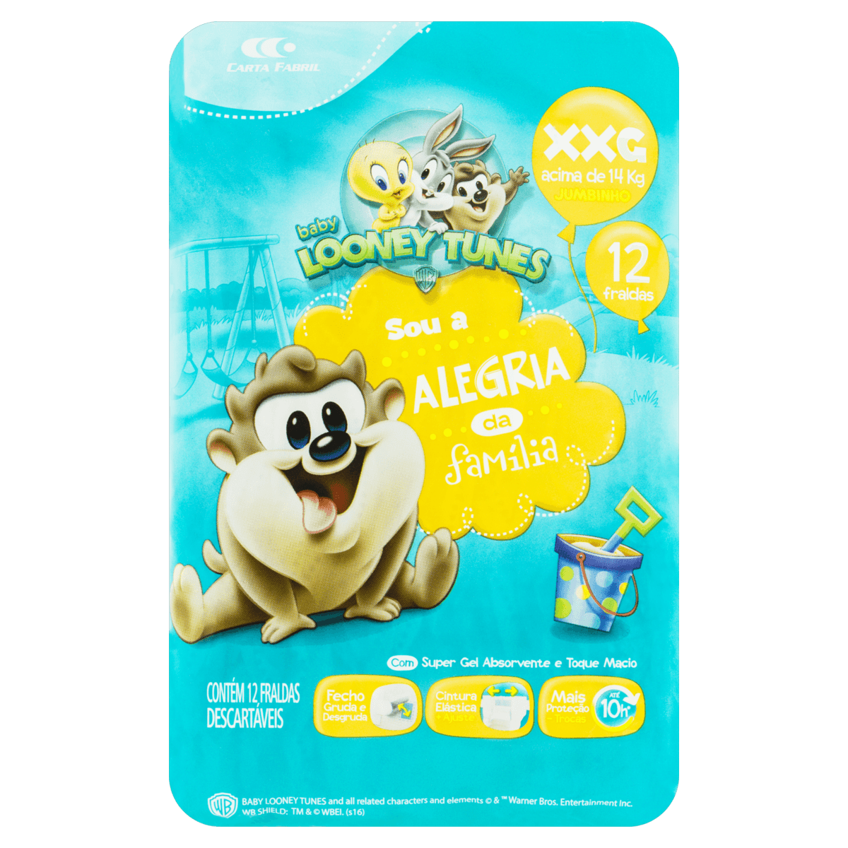 FRALDA LOOPING LOONEY TUNES JUMBO XXG C/12 - Imagem 3