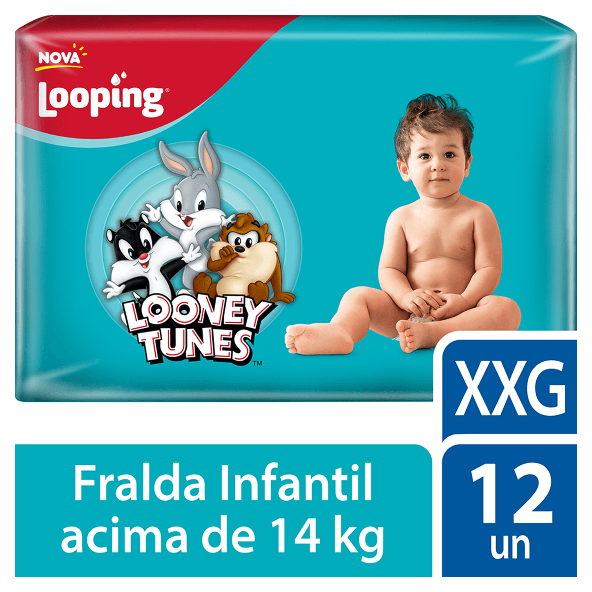 FRALDA LOOPING LOONEY TUNES JUMBO XXG C/12 - Imagem 6