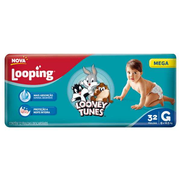 Fralda Looney Tunes Mega 32 Un G