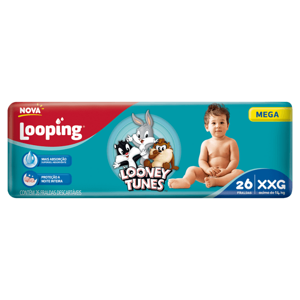 Fralda Looney Tunes Mega 26 Un XXG