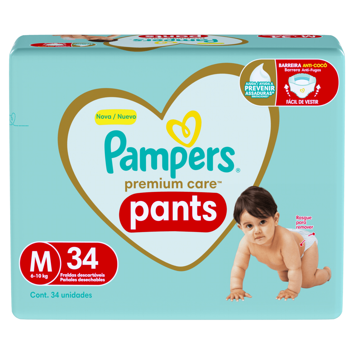 Fralda Pants Pampers Premium Care 34 unidades M