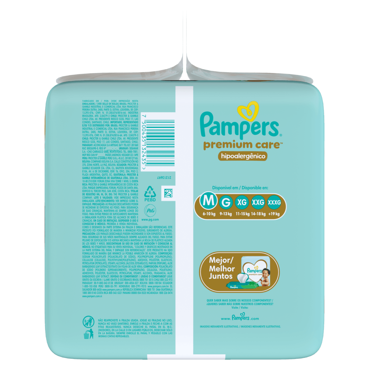 Pampers Fralda Descartável Premium Care M 80un Hipoalergênica Respirável 12h - Imagem 3
