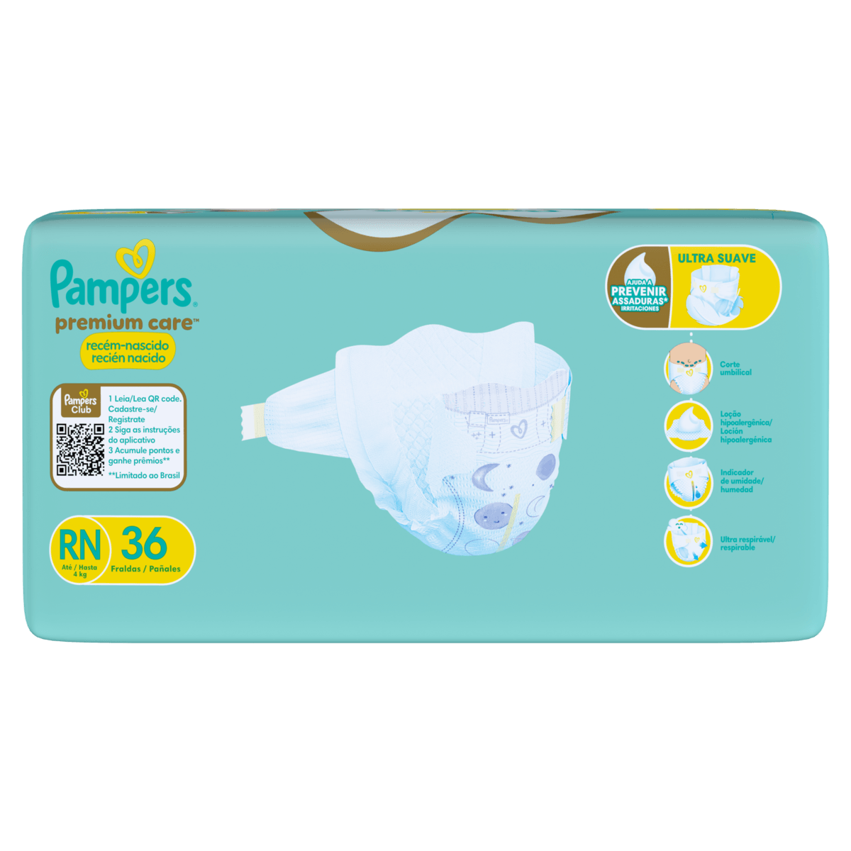 Pampers Fralda RN Premium Care 36 un - Algodão-Sec, Indicador de Umidade, Corte Umbilical - Imagem 5