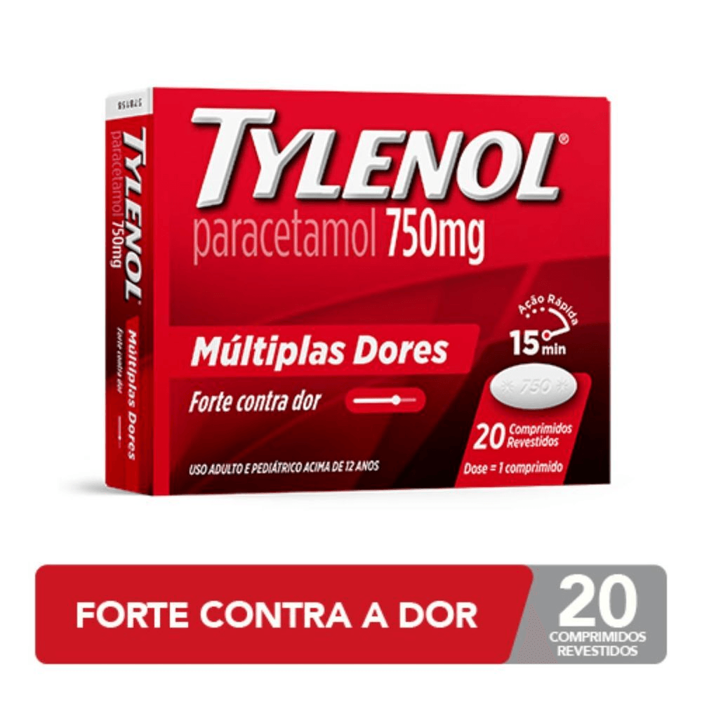 Tylenol Paracetamol 750mg Analgésico - 10 Comprimido Revestido