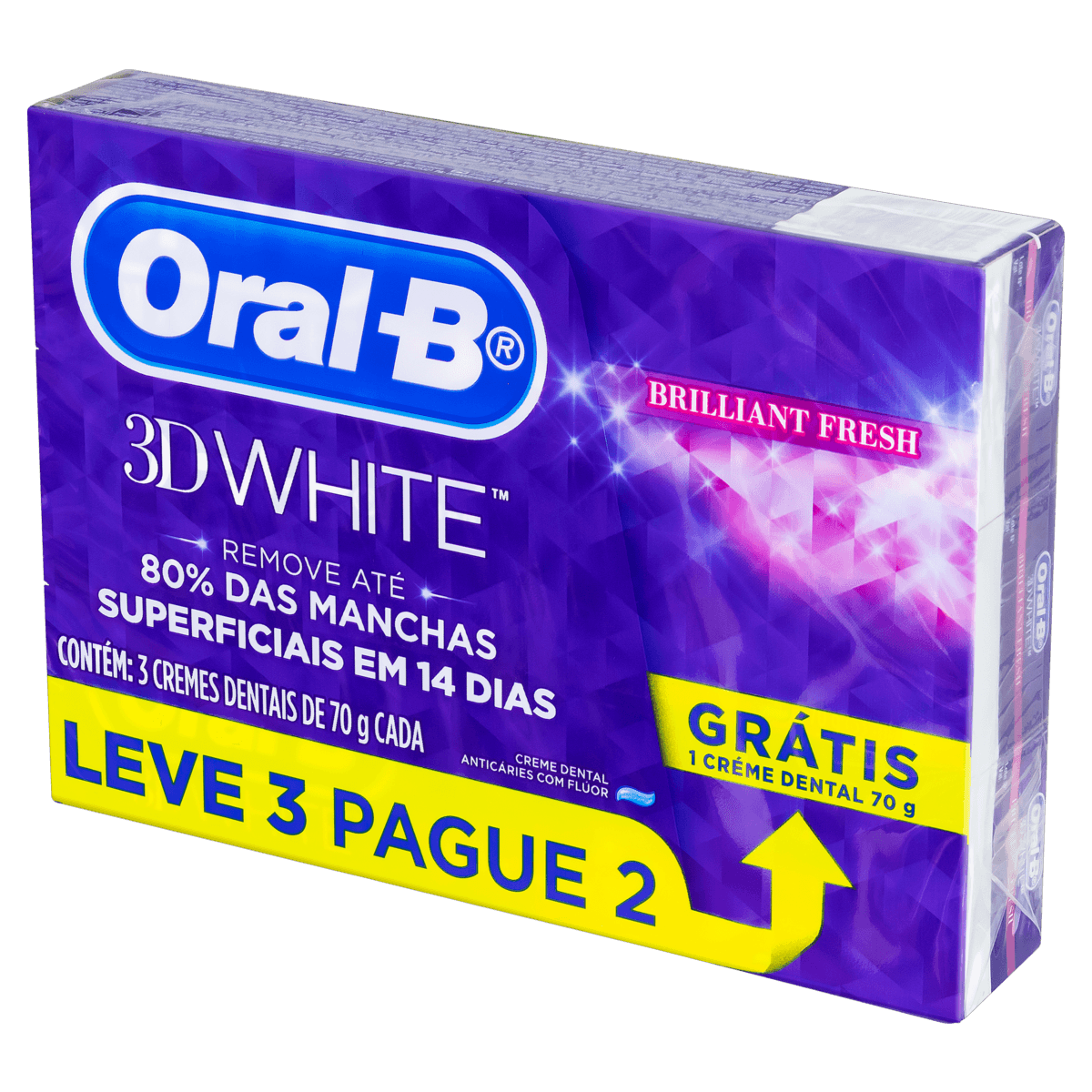 Kit Creme Dental Oral-B 3D White 70g C/ 3 Cremes Dentais