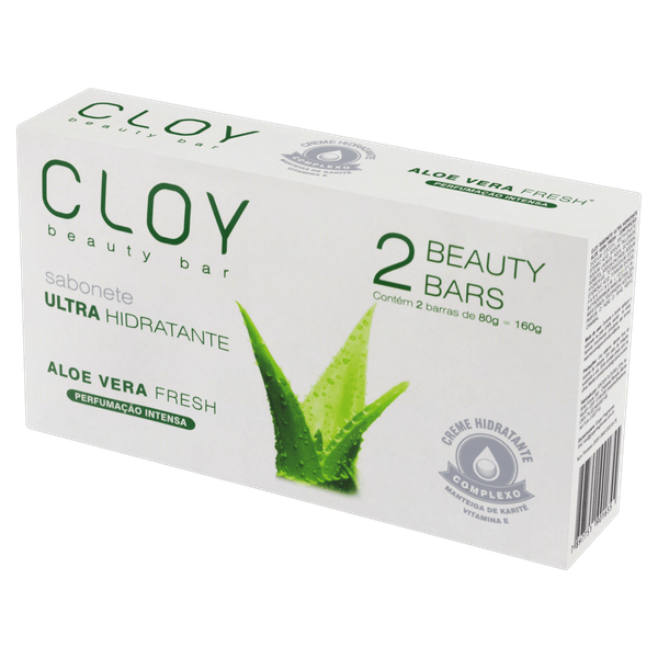 Sabonete Barra Hidratante Beauty 2x80g Aloe Vera Fresh Cloy Kit Sabonete Barra Cloy Beauty Alo/Ver 02Un 80G - Cloy