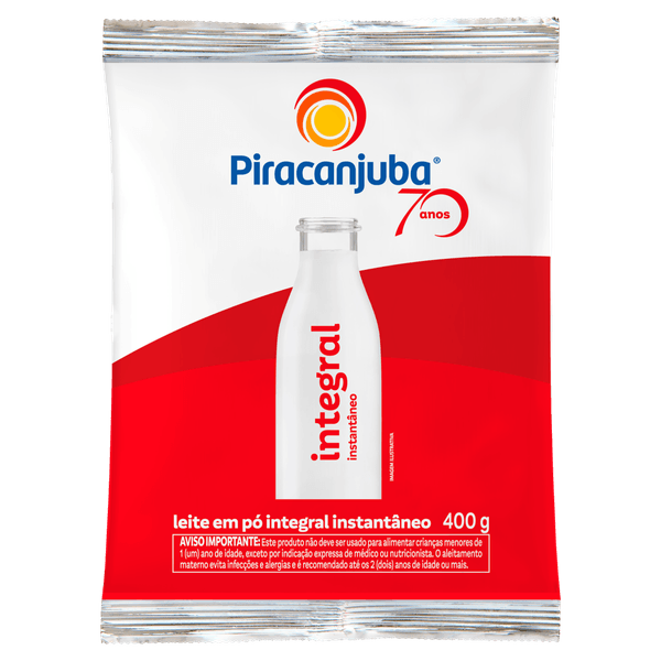 Leite em Pó Integral Instantâneo Piracanjuba 400g