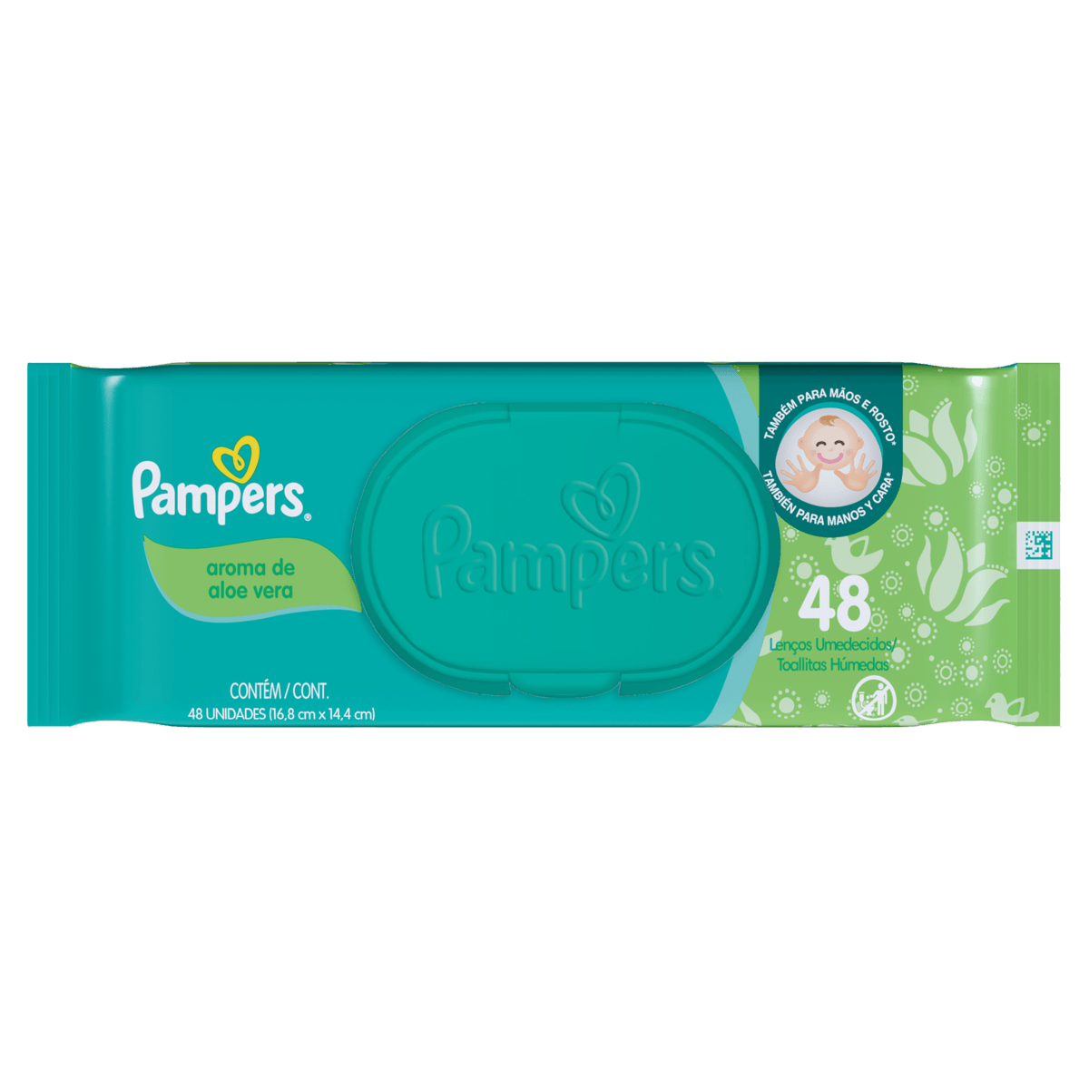 Lenço umedecido Aloe Vera Pampers Regular com 48 unidades