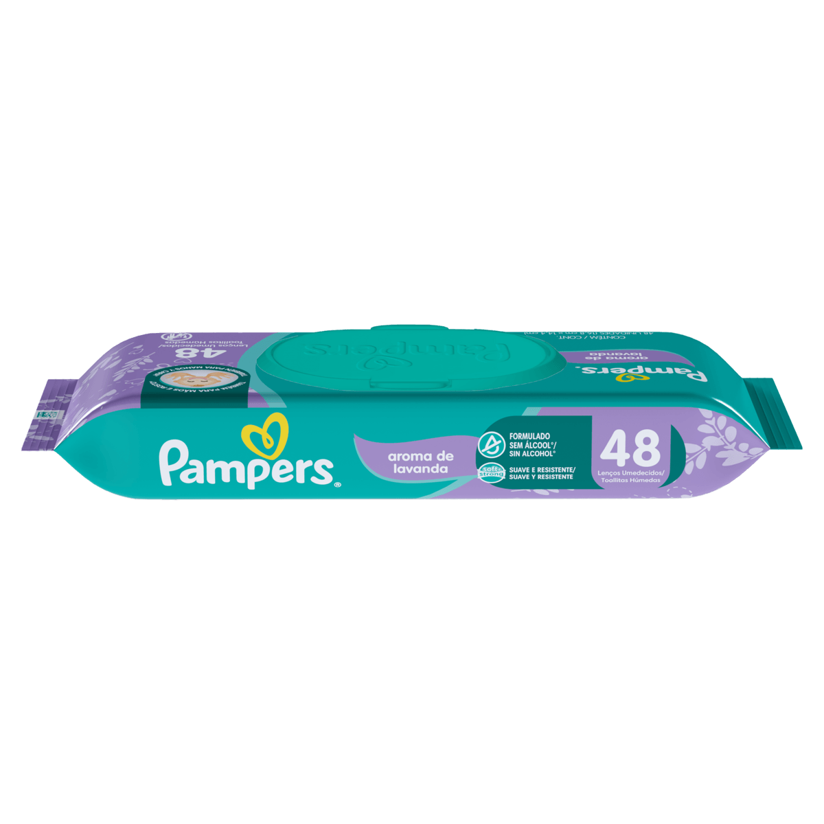 Lenço umedecido lavanda Pampers Regular com 48 unidades - Imagem 3