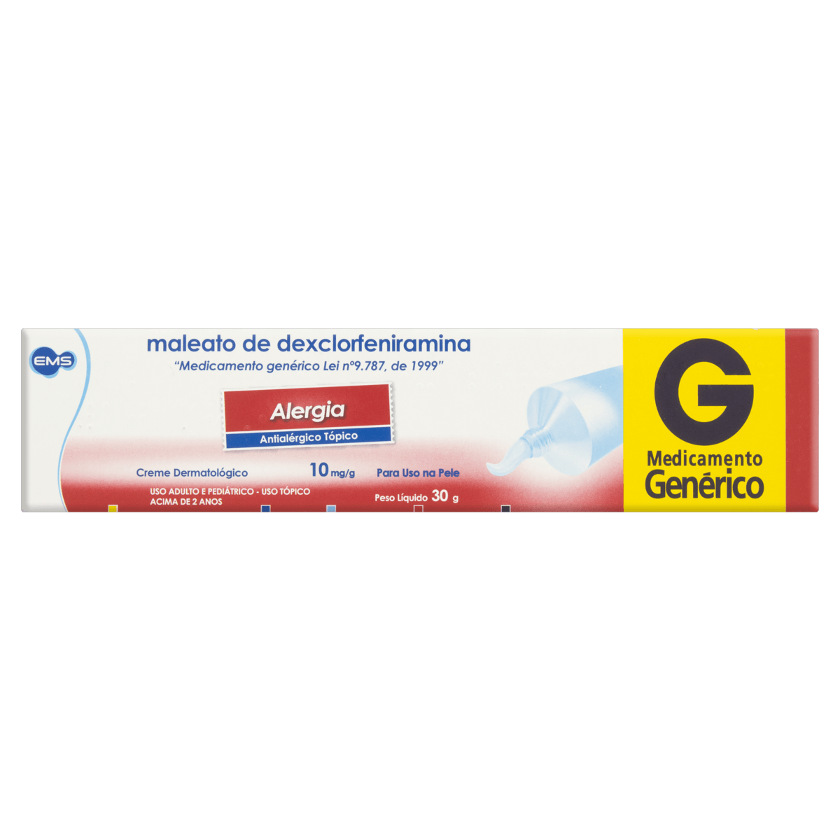 Maleato Dexclorfeniramina 10mg Creme Dermatológico 30g - Genérico - Ems