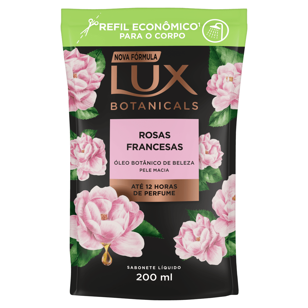 Sabonete Líquido Rosas Francesas Lux Botanicals Sachê 200ml Refil