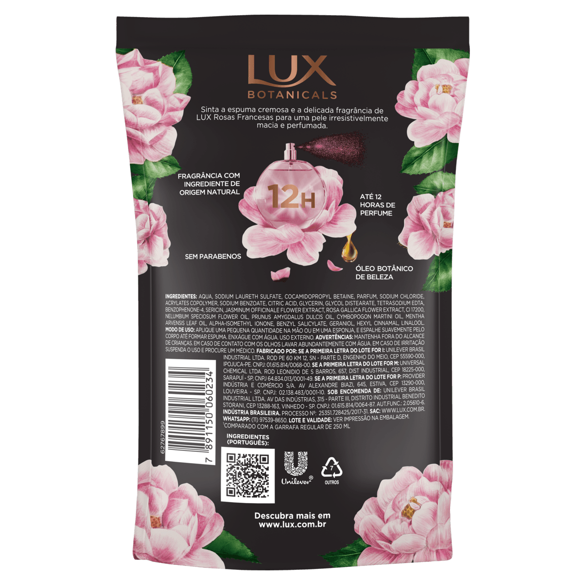 Sabonete Líquido Rosas Francesas Lux Botanicals Sachê 200ml Refil - Imagem 2