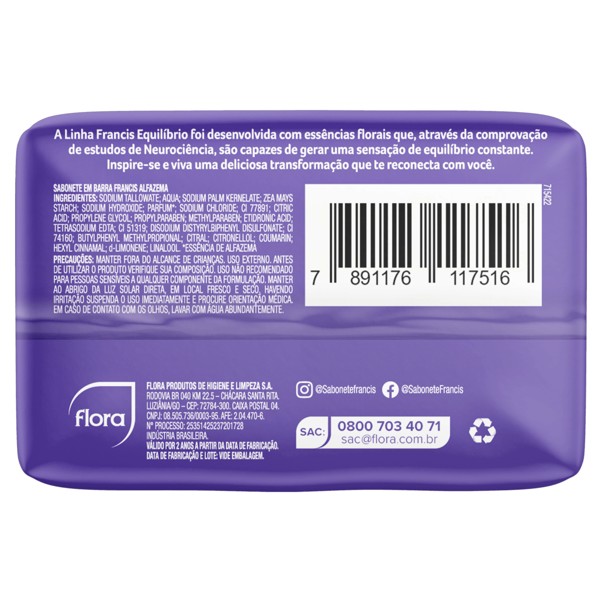 Sabonete Barra Alfazema Francis Equilíbrio Envoltório 85g - Imagem 4